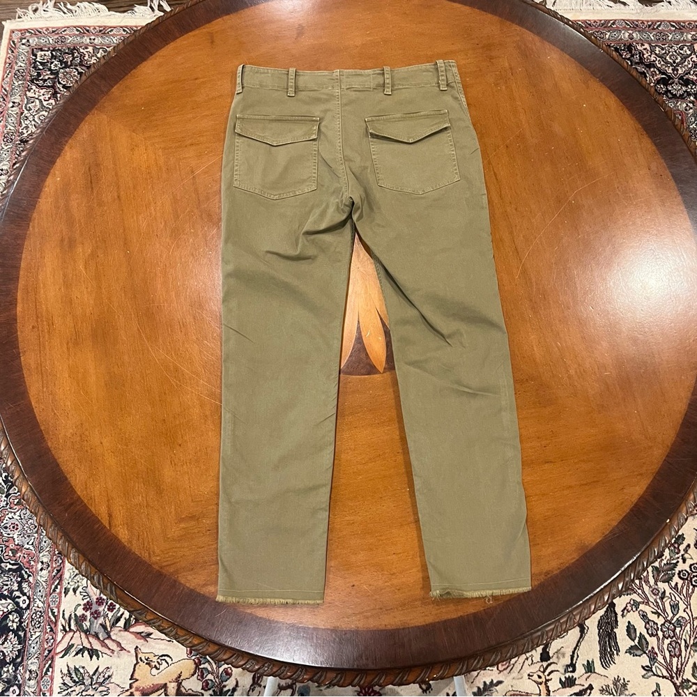 Nili Lotan Jenna Pant Low-Rise Twill Military Raw Hem Green Size 4 Patch Pockets - Picture 3 of 16
